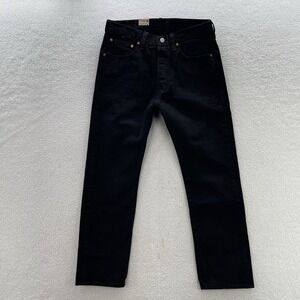 Levis 501 Jeans Mens 33x30 Black Original Button Fly Dark Wash Denim Grunge NEW